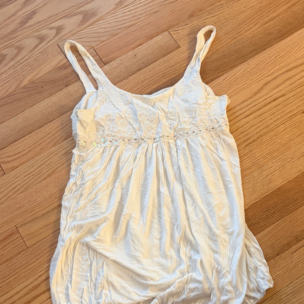 Wet seal White Eyelet Spaghetti Strap Tank Top